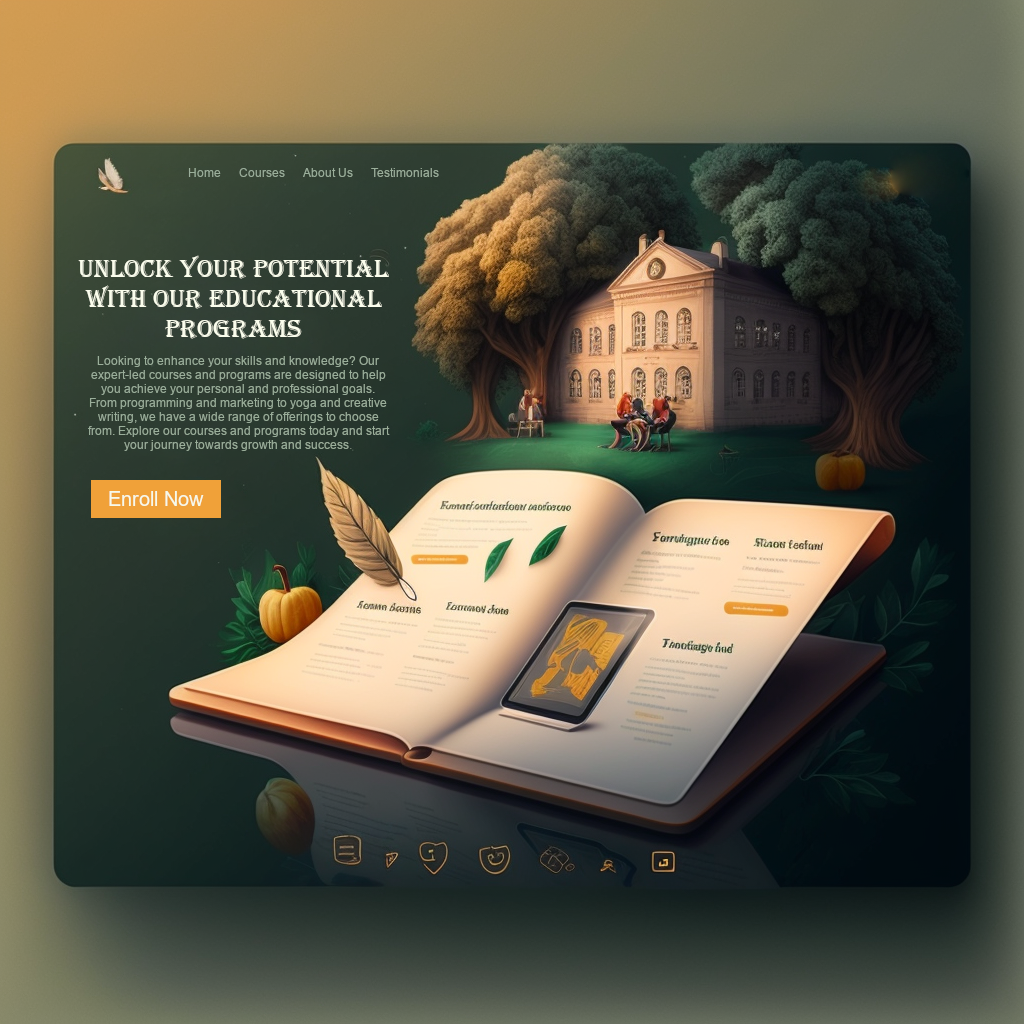 Website design for a educational platform for kids